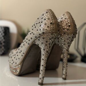 Beige Crystal Embellished Women's High Heels Desire by jacobies